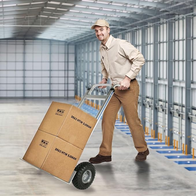 Hand Truck Heavy Duty, Hand Truck Dolly 400lbs Capacity, Dolly Cart with Pneumatic Tire for Moving Home, Workshop, Office (400LB)