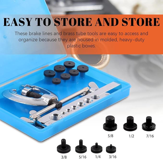 Tanstic 9Pcs Flaring Tool and Tube Bender, 1/2" 7/16" 3/8" 5/16" 1/4" 3/16" 5/8" Line Flaring Tools and 3 In 1 Copper Bender 1/4" 5/16" 3/8" Manual Tubing Bender for Pipe Copper Brass Aluminum