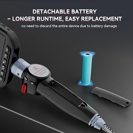 Ralcam 3mm Two-Way Articulating Borescope, 5 Inch HD Industrial Endoscope Inspection Camera with Light, Stainless Steel Flexible Fiber Optic Scope Camera 0.12in Automotive Mechanics Tool