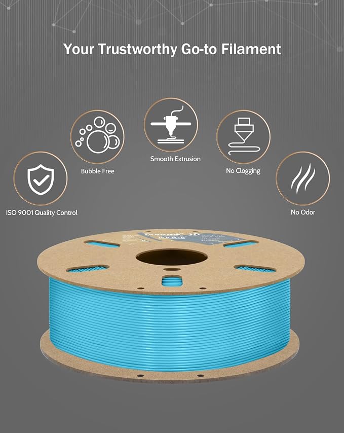 DURAMIC 3D PLA+ Printer Filament 1.75mm PLA Plus Neatly 2Kg Spool(2.2lbs) | PLA Pro Tougher and Stronger, Dimensional Accuracy Probability +/- 0.02mm Light blue