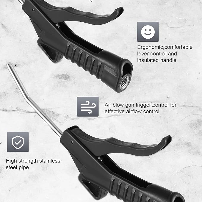 Honoson Air Nozzle Blower Gun Pistol Grip Air Blow Tool Compressor Accessories for Industrial Household Mechanics(Black,16 Pcs)