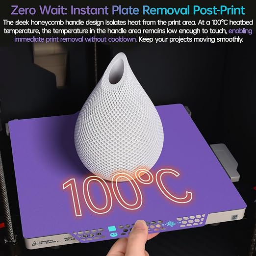 BIQU CryoGrip Pro Glacier Build Plate for Bambu-Lab X2D P2S P1S P1P X1C X1E A1 3D Printers, Double-Sided Fine Textured Spring Steel Sheet, Firm Adhesion, 257x257mm, Purple