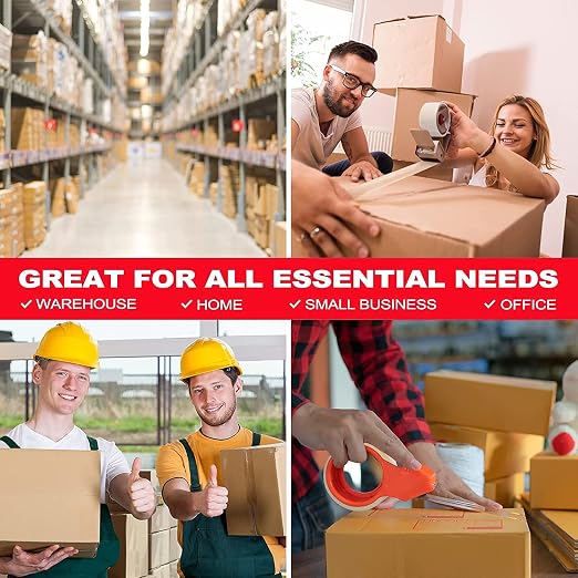 Packing Tape (18 Rolls),2.7mil, Heavy Duty Packaging Tape for Shipping Moving Sealing, 1.88 Inch x 60 yd Per Roll, Total 1080 Yards (18)