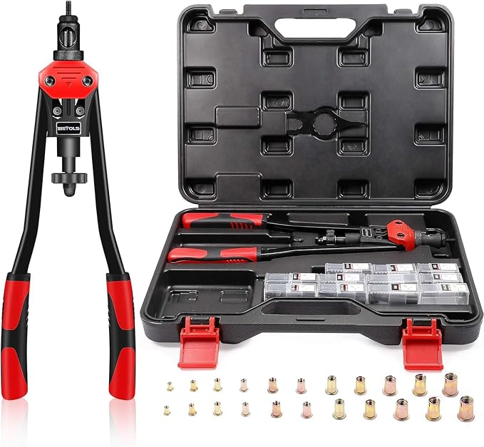 WETOLS 16" Rivet Nut Tool, Professional Rivet Nut Tool Kit with 11 Metric & Inch Mandrels M3 M4 M5 M6 M8 M10 M12, 10-24, 1/4-20, 5/16-18, 3/8-16, 110pcs Rivnuts and Blow Carry Case - WE-889