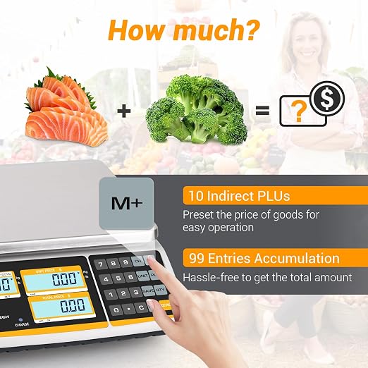 NTEP Certified Scale Price Computing, 60lb Capacity, 0.01lb Readability Rechargeable Commercial Food Produce Scale for Farmers Markets, Grocery Stores, Delis, Legal for Trade, COC #21-001