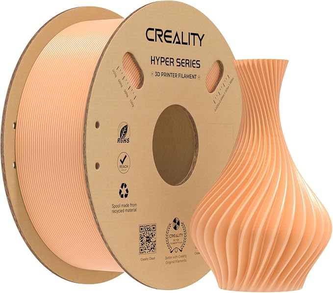 Creality Hyper PLA Filament 1.75mm, High-Speed Printing 30–600mm/s, Smooth Extrusion and Stable Printing, Low Stringing, Consistent Performance 3D Printer Filament,+/- 0.03mm Accuracy(Peach Pink)