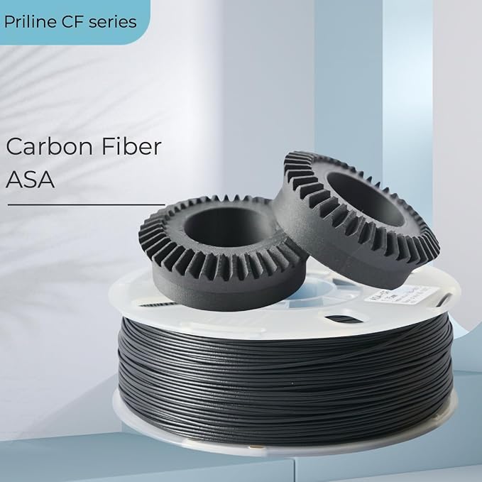 Carbon Fiber Filament, PRILINE Carbon Fiber ASA 3D Printer Filament 1.75mm, High Strength Carbon Strands Fiber 3D Printing Filament 1kg Spool, Black