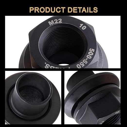 10 Pack Heavy Duty Wheel Lug Nuts, Two-Piece 19mm Sleeve Flanged, M22x1.5 Hex 33mm, Black Steel for Semi Truck with Hub Piloted Seat, 26mm Bolt Hole