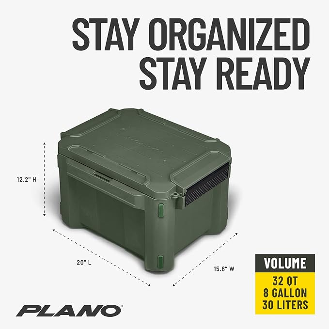 Plano GoNow Field Box, Waterproof Fishing Gear Storage, Outdoor Utility Container with Tray & Dividers for Tackle, Tools & Boat Use, Small, Olive Drab