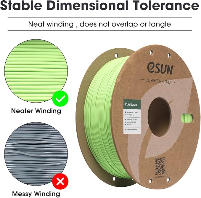 eSUN PLA Basic Filament 1.75mm, 3D Printer Filament High Speed PLA for Fast Printing, 1KG Spool (2.2 LBS) 3D Printing Filament for High Speed 3D Printers, Peak Green