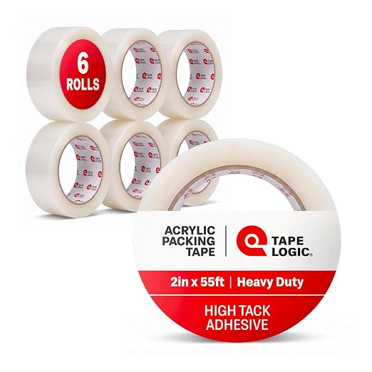 Tape Logic Packing Tape (6-Rolls), 2" x 55 yd - Heavy Duty Packaging Tape Refill for Shipping, Moving, Order Fulfillment, Acrylic 2.6 Mil