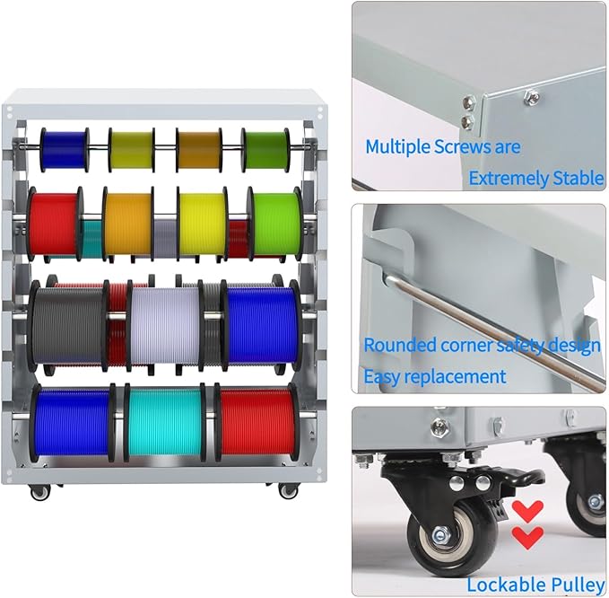 Wire Spool Rack,Electrical Wire Assortment with Wheel,Automotive Wiring Storage,Heavy Duty 6 Rods Wire/Cable Dispenser for Electrical Industrial & Retail Use,300lbs Capacity,Gray