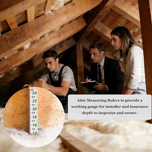 Attic Measuring Rulers - Attic Insulation R-Value Ruler,Thick Card Stock,25 inches,for Ceiling Insulators Insulation (100 per Pack)