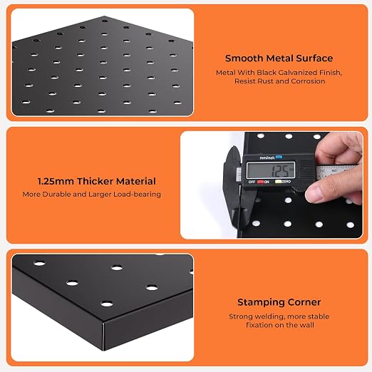 INCLY 4 Pack Peg Board, 12"x16" Upgrade Thicker Heavy Duty Metal Pegboard Panels, Black Pegboard Wall Organizer, Peg Board Panels for Walls Home, Garage Tools Storage, Shed, Craft Room, Kitchen