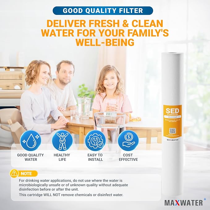 Max Water Slim Blue 5 Micron 20 inch x 2.5 inch Whole House Melt-Blown Polypropylene Sediment Water Filter Replacement Cartridge (Pack of 9)