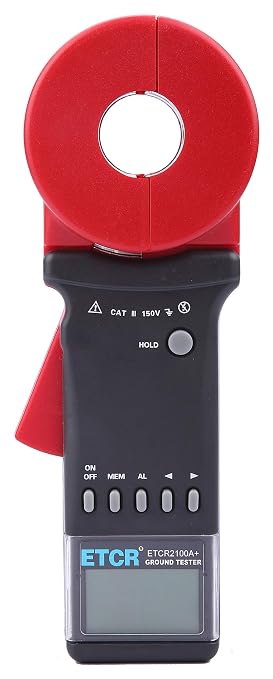 ETCR2100A+ Digital Clamp Ground Earth Resistance Meter Tester 200Ω | Non-contact clamp-on design enables fast loop resistance measurement without disconnecting ground wires, with Φ32mm jaw
