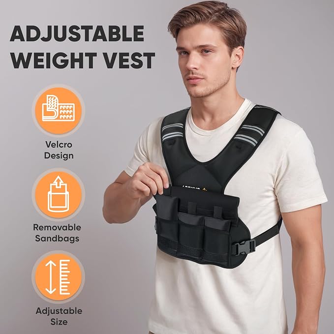 TICONN Reflective Safety Vest (1PK,L) + Adjustable Weighted Vest 4-10lbs