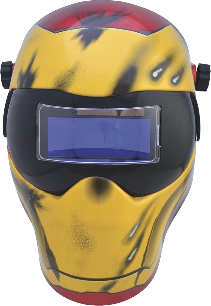 Save Phace Auto Darkening Welding Helmet Ironman EFP I Series - Ear to Ear vision Welder Hood Grinding Mask with External 2 x 4 Inch Adjustable ADF for SMAC/MIG/TIG/SPOT - 2 Sensors Solar Powered