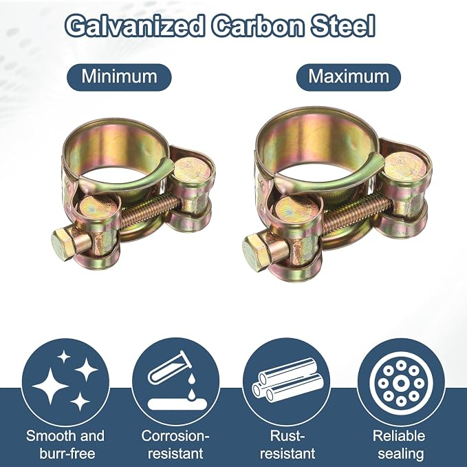 HARFINGTON 3pcs T-Bolt Hose Clamp 162-174mm (6.38-6.85") Galvanized Carbon Steel Adjustable Intake Radiator Pipe Clamps for Automotive Plumbing Industrial Pipes
