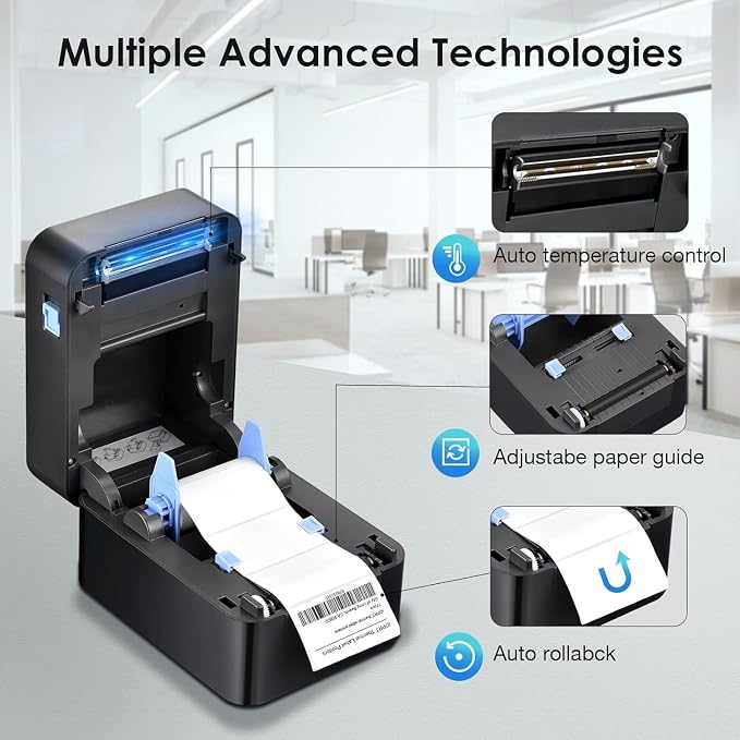 iDPRT Label Maker, Thermal Barcode Printer with No Bound Consumables, Bluetooth & USB Connection, 140pcs/min Speed, Customizable App, Supports Various Sized 1"-3.15", Label Printer for Small Business
