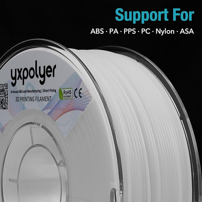 YXPOLYER Breakaway Support Filament 1kg 1.75mm with Upgraded PC Reusable AMS-Compatible Spool, Solvent-Free Support Material for PETG, Nylon, PA-CF, PPS, PC-CF, and More Engineering-Grade Filament