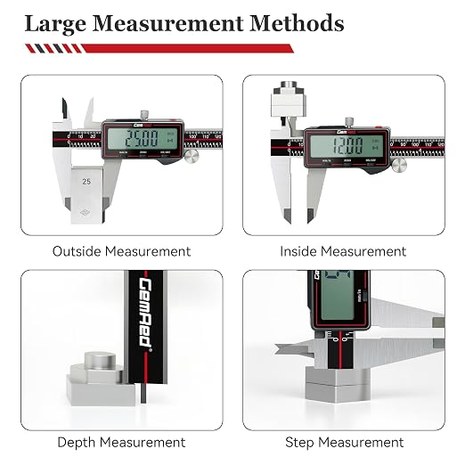 GemRed Wireless Digital Caliper, 8 Inch Stainless Steel Precision Measuring Tool with Data Output, Inch/MM Conversion, Zero Reset, Auto Off, for DlY, Woodworking, Jewelry Making