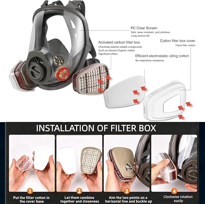 Gas Mask for Chemical, Full Face Respirator for Spray Paint