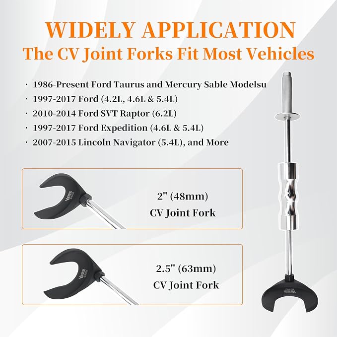 9 PCS Inner CV Axle Removal Tool, Heavy Duty Slide Hammer Puller Set, 63mm 48mm CV Joint Fork, Steel Cable Adapter, Extension Rod, Front Wheel Drive Axle Half Shaft Removal Tool Kit