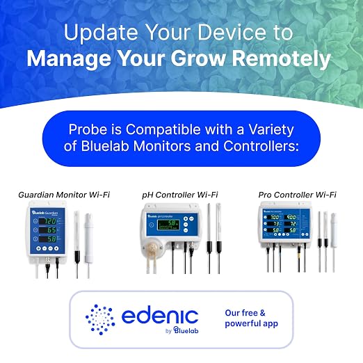 Bluelab PROBPH pH Probe for Water, Replacement Electrode for Meter, Monitor, and Controller with Easy Calibration, Tool for Hydroponic System and Indoor Plant Grow