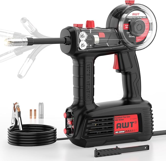 100A Handheld MIG Welder Machine,110V Flux Core MIG Welder Machine with 360°Mig Torch,Portable Gasless MIG Welding Machine with Welding Wire,Hand Held Inverter Wire Feed Welder for Home & DIY Projects