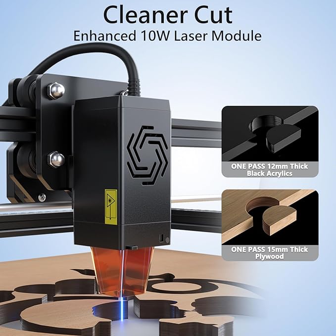 ORTUR Laser Master 2 S2 LU2-10A Laser Engraver Laser, 10000mW Engraving Cutting Machine, Class 4 High Accuracy Laser Cutter, DIY Laser Marking for Metal