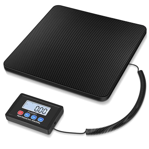 Fuzion Shipping Scale, 440LB x 10g High Accuracy Postal Scale, Hold & Tare | Carbon Fiber Platform, Digital Shipping Postal Scale for Packages, Luggage, Mailing, Postage, Battery & AC Adapter Included