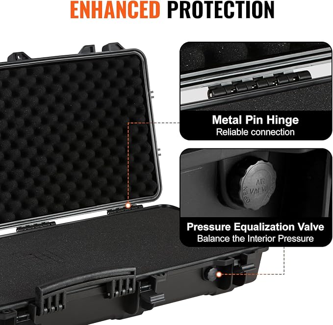 VEVOR Rifle Case, Rifle Hard Case with 4 Layers Fully-protective Foams, Lockable Hard Gun Case with Wheels, IP67 Waterproof & Crushproof, for Rifles or Shotguns