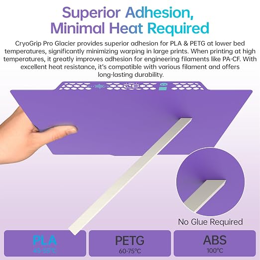 BIQU CryoGrip Pro Glacier Build Plate for Bambu-Lab X2D P2S P1S P1P X1C X1E A1 3D Printers, Double-Sided Fine Textured Spring Steel Sheet, Firm Adhesion, 257x257mm, Purple