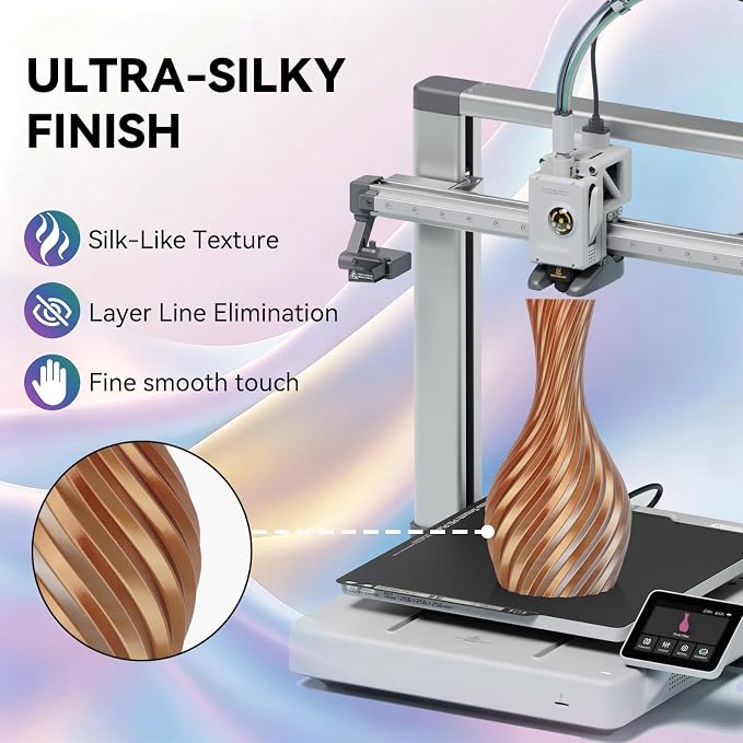 Kingroon PLA Filament, Multicolor Silk PLA Filament, Tri Color 3D Printer Filament, 1.75 mm, Dimensional Accuracy +/- 0.03 mm, 1kg Spool(2.2lbs), Gold Silver Copper