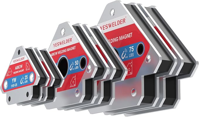 YESWELDER 25/50/75LB Welding Magnets & Round Dual Sided Metal Sheet Guage & Metal Sheet Thickness Gauge 2pk Stainless Steel Wire Welding Gauge