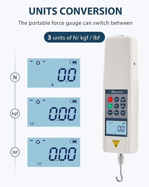 500N Digital Force Gauge Push Pull Meter with USB Output | Tension Compression Destructive Testing Auto Backlit LCD Auto Power Off High Precision Load Cell for Lab Industrial QC