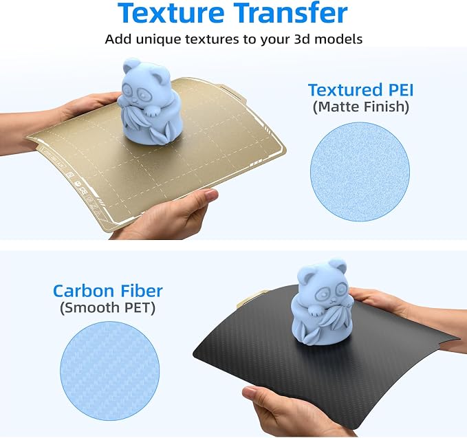 BIQU Designer Series Smooth PET+Textured PEI Build Plate for Bambu-Lab P1P P1S P2S X2D X1C X1E A1 257x257mm, Double Sided PEI Spring Steel Flexible Sheet Print Bed Removable Surface Platform