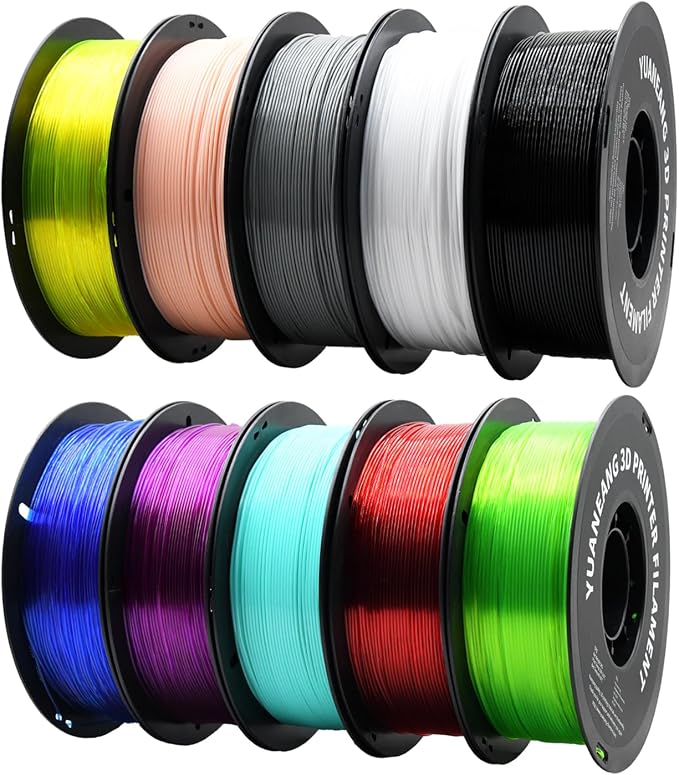 TPU 3D Printer Filament 1.75mm, 10-Color Set,Durable, Elasticity, Impact，Wear Resistant, Smooth Printing Performance, Ideal for Protective Parts, Grips & Creative Multi-Color Flexible Models