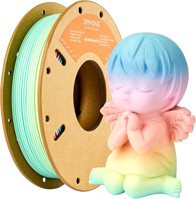 ERYONE PLA Filament 3D Printer Filament Multicolor 1.75mm +/- 0.03mm, PLA Filament 250g Spool, Matte Rainbow Macaron