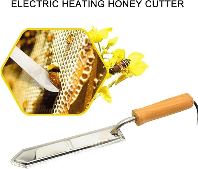 Electric Honey Extractor Uncapping Knife Beekeeping Tools Honey Scraper Cutter with Wooden Handle for Beekeeper Supplies,110V