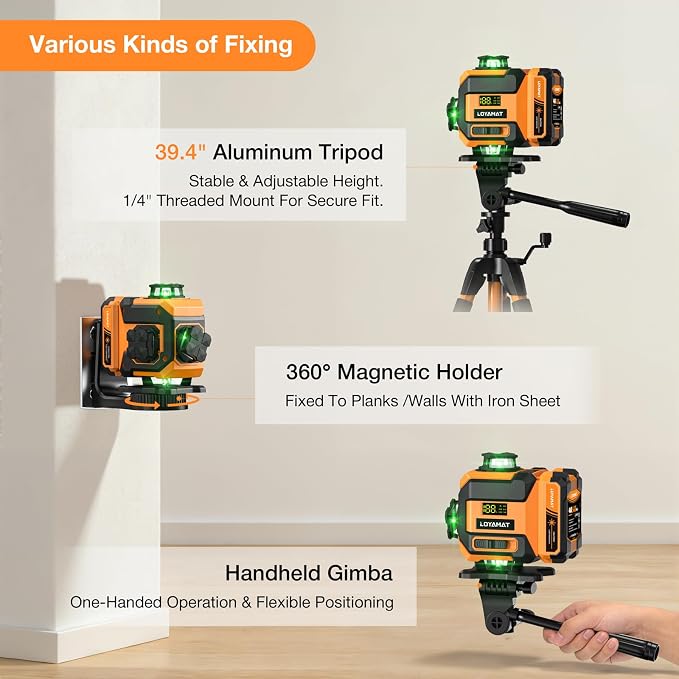 Laser Level, 4x360° Self Leveling Laser Level with Tripod, 16 Line Green Cross Line Laser Leveler Tool for Construction, Tiling, Woodworking