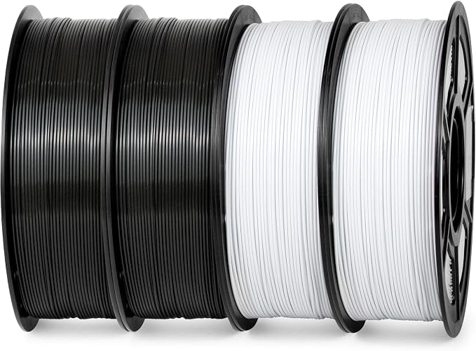 iSANMATE ASA 3D Printer Filament Bundle 4KG (8.8lbs), UV & Weather Resistant 3D Printer Filament Perfect for Outdoor Functional Parts, Black+Black+White+White