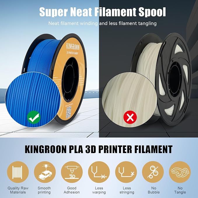 Kingroon High Speed PLA 3D Printer Filament 1.75mm, 3D Printer Rapid Filament for 30-600mm/s Hyper Printing Filament, Dimensional Accuracy +/- 0.03 mm, 1kg Plastic Spool(2.2lbs) (Blue)
