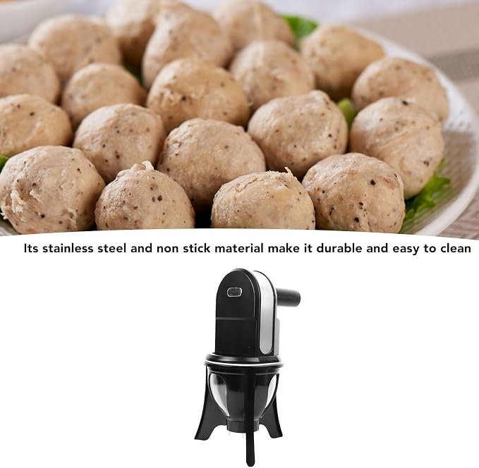 aqxreight Sweet Meatball Maker Automatic Meatball Making Machine Efficient for Home Kitchen Stainless Steel Compact (US Plug 100‑240V)