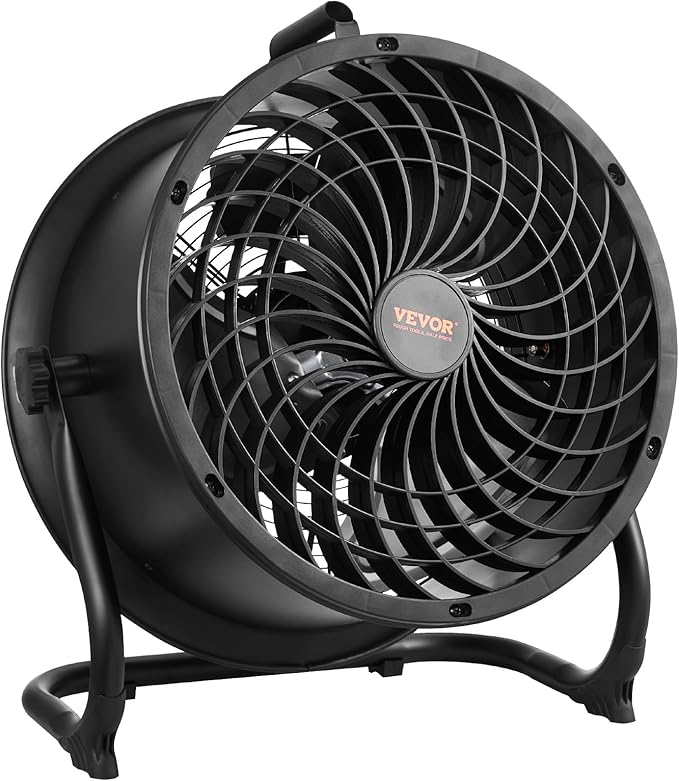 VEVOR High-velocity Drum Air Circulator Fan, 3 Speeds 14 Inch Industrial Fan, 2520 CFM 360° Adjustable Floor Fan, for Home, Gym, Office, Garage, Commercial Shop & Bedroom