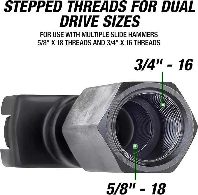 OEMTOOLS 27059 Pilot Bearing Puller Attachment For Slide Hammer, 2-Jaw Puller Pilot Bearing Removal Tool, Fits 5/8 x 18, 3/4 x 16 Thread Rods, Slide Hammer Extension Compatible With OEMTOOLS 27033