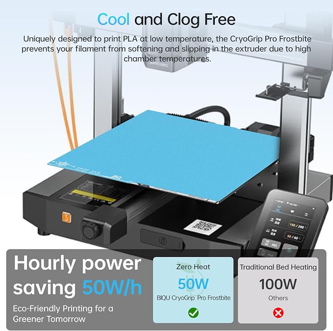 BIQU CryoGrip Pro Frostbite for Kobra 3 Combo 3D Printer 250x250mm Cold Build Plate Room Temperature Print Double Sided Upgrade Plate Removable Surface Platform