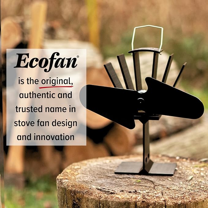 Ecofan Original Heat Powered Stove Fan - Powerful Classic Design, High Performance, Perfect for Wood Stoves, 100 CFM - Circulates Warm Air Efficiently & Reduces Fuel Cost