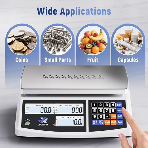 Industrial Counting Scale 33lb/15kg x 0.1g, lb/g/kg/oz Industrial Scale Digital Inventory Scale for Small Items, Coins, Piece Industrial Parts Scale with Backlit LCD Stainless Steel Platform